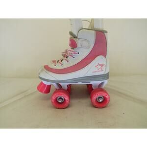 Roller Derby Firestar Girls Youth Sz 2 Quad Roller Skates Neon Pink Rink 4 Wheel